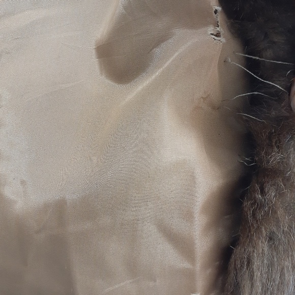 vtg suede swing coat fox trim collar cuff OS M L - Picture 6 of 8